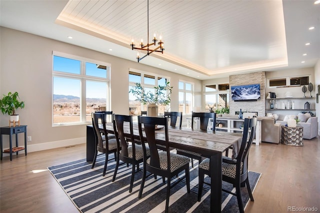 dining room with a wealth of natural light, a raised ceiling, and baseboards