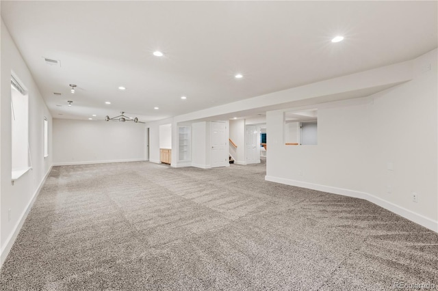 basement with carpet