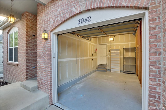 garage with a garage door opener