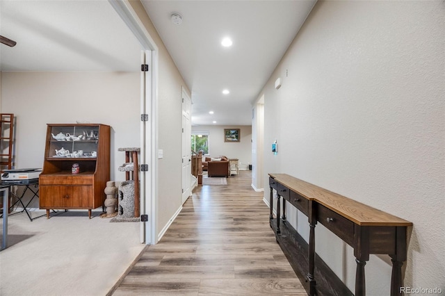 hall featuring wood-type flooring