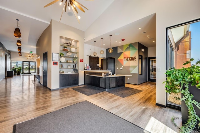 reception area featuring ceiling fan