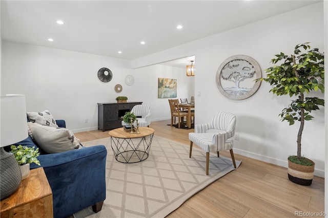 living room with light wood-type flooring