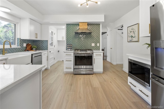 kitchen featuring white cabinets, stainless steel appliances, decorative backsplash, and sink