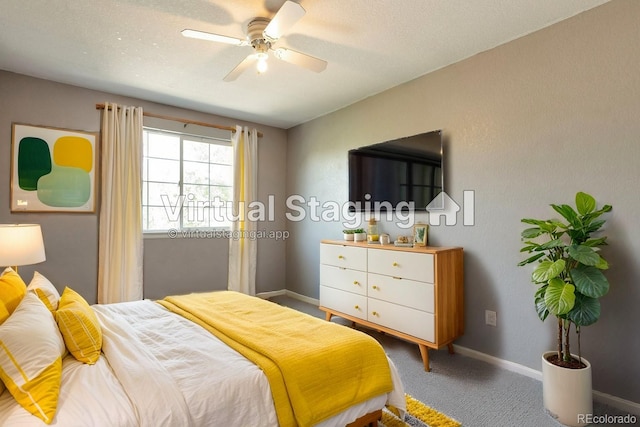 bedroom with carpet and ceiling fan