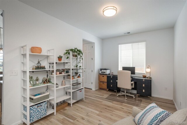 office area featuring wood-type flooring