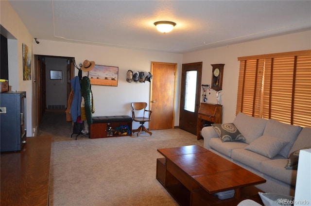 view of carpeted living area