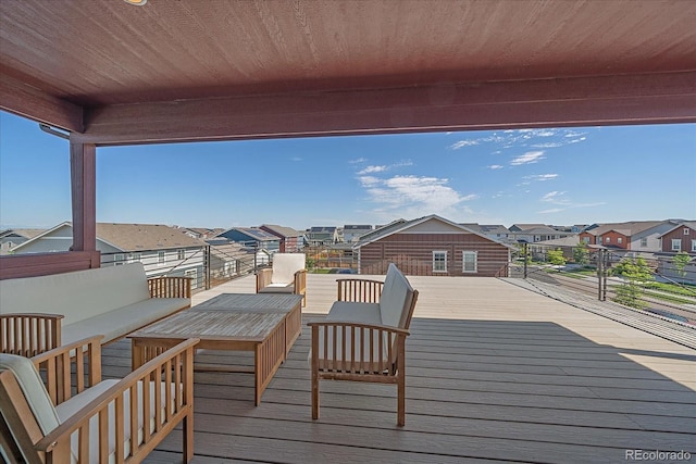 6047 N Nepal Ct, Aurora, CO 80019 - wooden deck with a residential view and an outdoor hangout area
