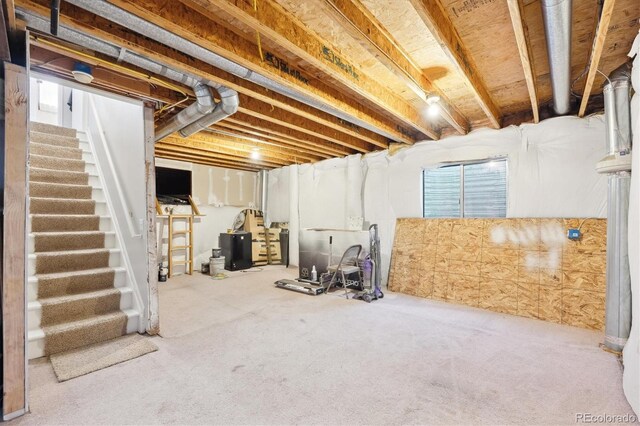2905 E Yarrow Cir, Superior, CO 80027 - unfinished below grade area featuring stairway and carpet