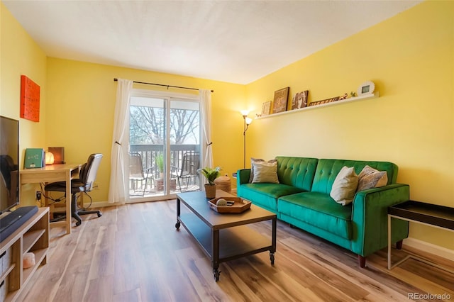 living room with hardwood / wood-style floors