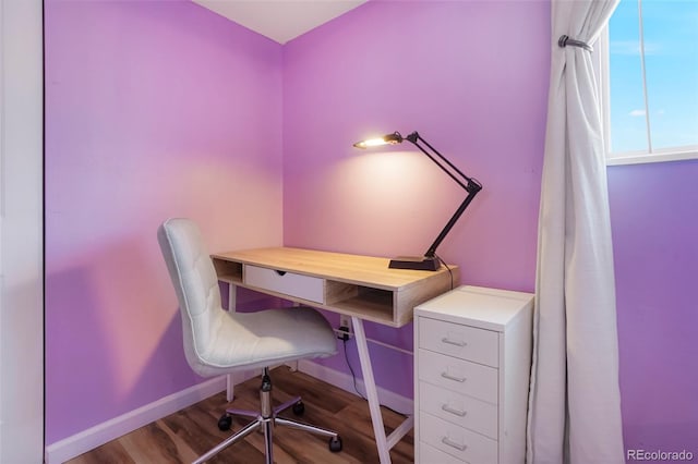 office area featuring wood-type flooring