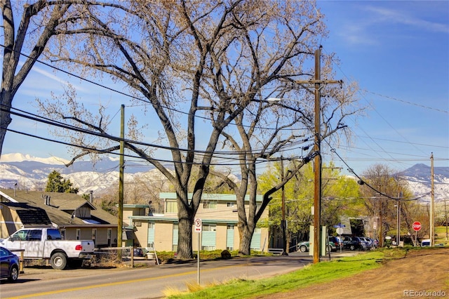 view of street with a mountain view