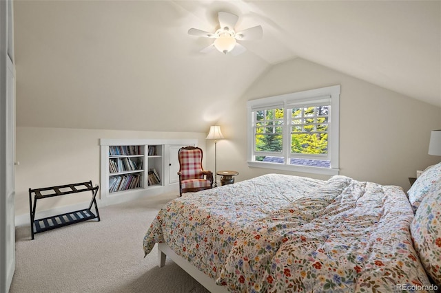 13 2nd St, Colorado Springs, CO 80906 - bedroom featuring carpet, vaulted ceiling, and a ceiling fan