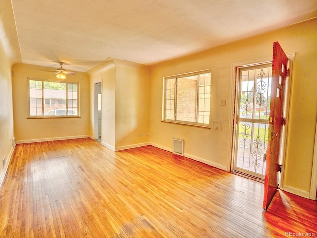 1600 Xanthia St, Denver, CO 80220 - empty room featuring light wood finished floors, baseboards, and ceiling fan