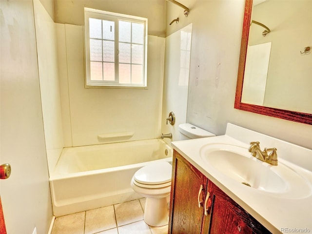 1600 Xanthia St, Denver, CO 80220 - bathroom with toilet, bathing tub / shower combination, vanity, and tile patterned flooring