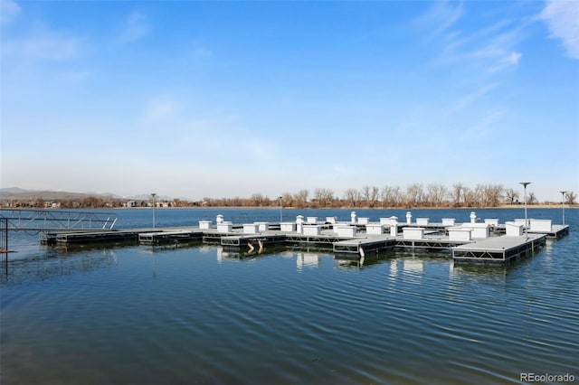 dock area featuring a water view