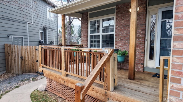 wooden deck with covered porch