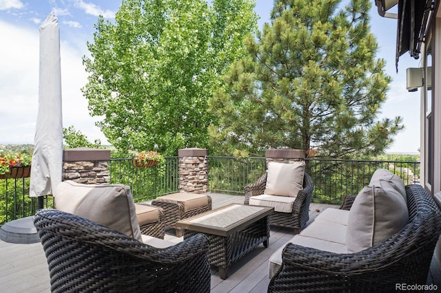6299 Ellingwood Point Pl, Castle Rock, CO 80108 - deck featuring an outdoor living space