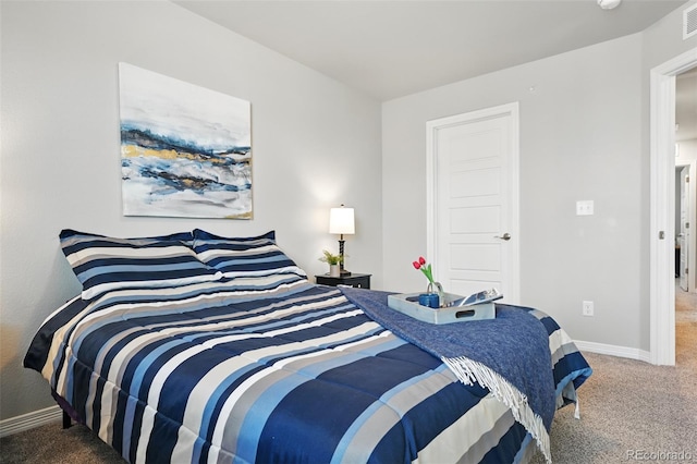bedroom featuring carpet floors, baseboards, and visible vents