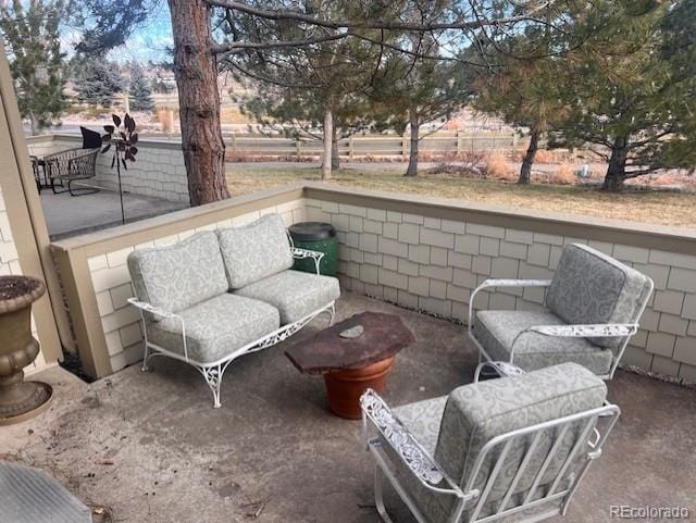 view of patio / terrace featuring an outdoor living space