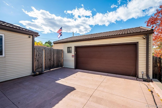 view of garage