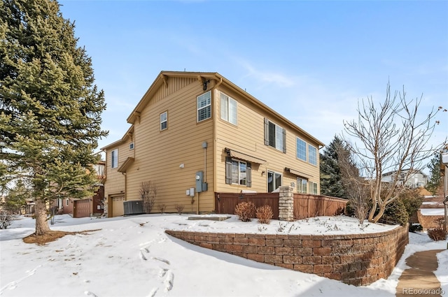 view of snow covered property