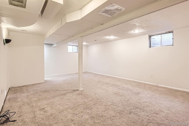 basement with carpet