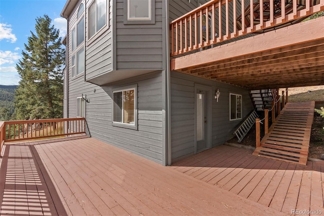 6904 Sprucedale Park Way, Evergreen, CO 80439 - wooden deck with stairs