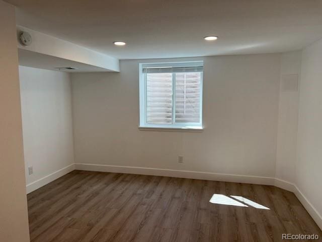 983 Xenon, Golden, CO 80401 - basement featuring wood finished floors and recessed lighting