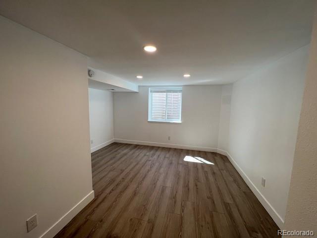 983 Xenon, Golden, CO 80401 - basement with dark wood-style flooring and recessed lighting