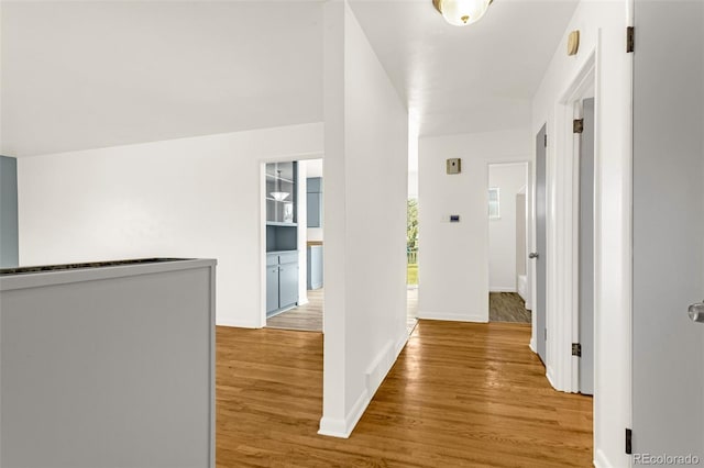 hall featuring baseboards and wood finished floors