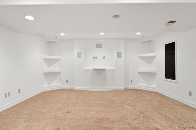 443 Garfield St, Denver, CO 80206 - spare room with built in shelves, carpet, recessed lighting, and baseboards