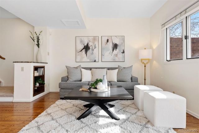 443 Garfield St, Denver, CO 80206 - living room featuring wood finished floors and baseboards