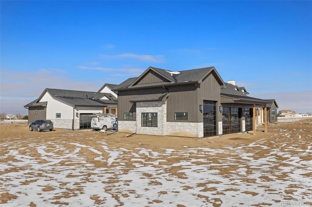 view of snow covered property