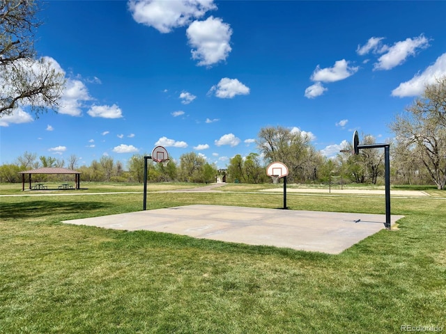 8680 Apache Plume Dr, Parker, CO 80134 - view of sport court with community basketball court, a gazebo, and a lawn