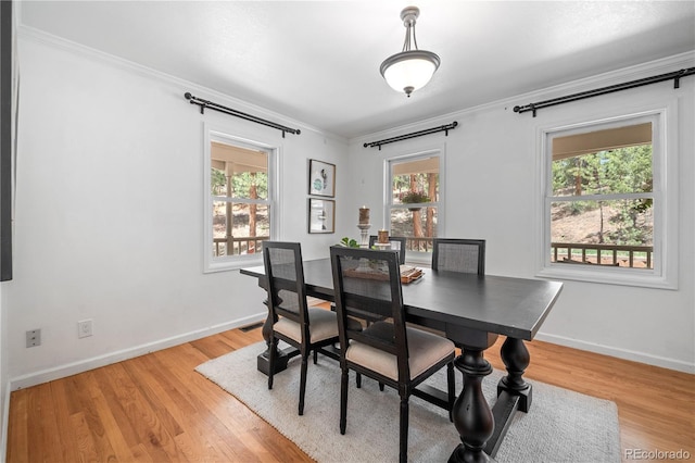 50 Victoria Rd, Pine, CO 80470 - dining room featuring ornamental molding, light wood-style floors, and baseboards