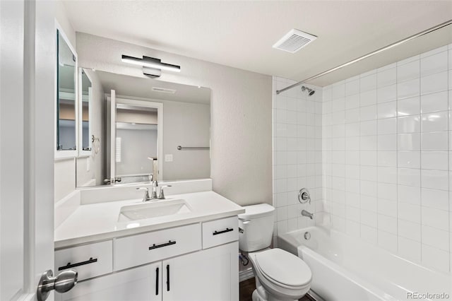 9869 Meridian Hills Trl, Peyton, CO 80831 - full bath featuring vanity,  shower combination, and a textured wall