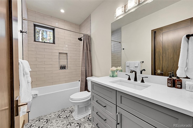55 Blue Flag Dr, Breckenridge, CO 80424 - bathroom with shower / tub combo, vanity, toilet, and tile patterned floors