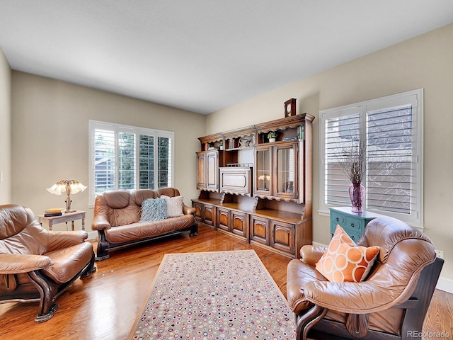 living area with light wood finished floors