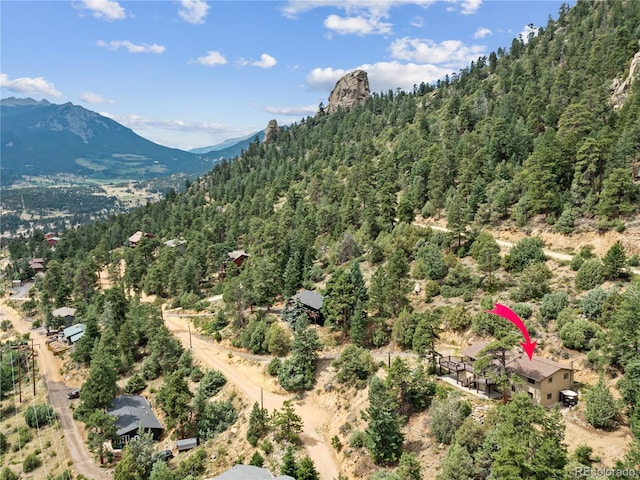 1141 Koral Ct, Estes Park, CO 80517 - drone / aerial view of a heavily wooded area and a mountainous background