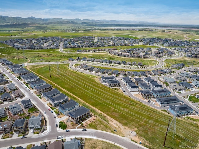 bird's eye view with a mountain view