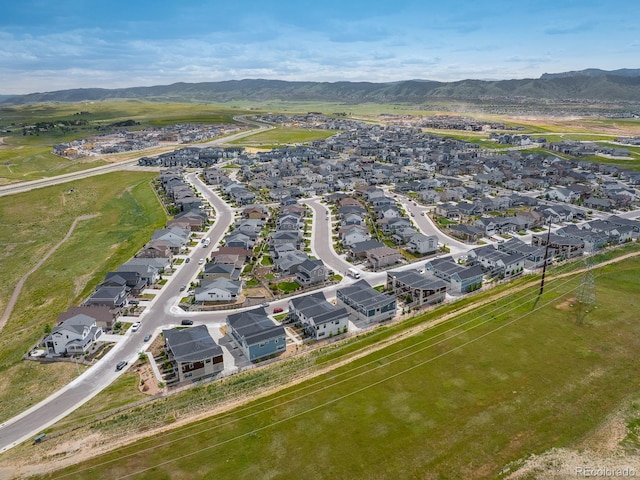 bird's eye view with a mountain view