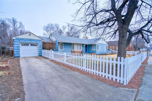 ranch-style home featuring a garage