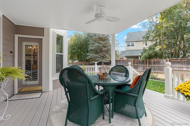 deck featuring ceiling fan