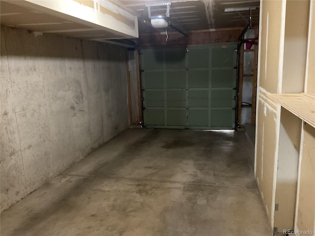 garage with a garage door opener