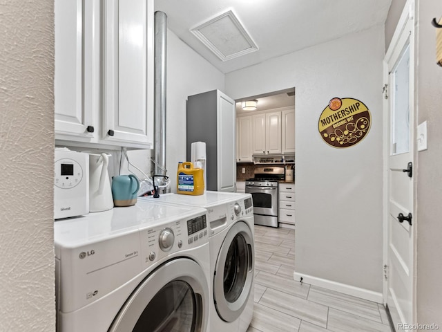 4540 Yarrow St, Wheat Ridge, CO 80033 - laundry area with washer and dryer, attic access, and cabinet space