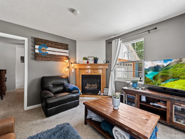 4540 Yarrow St, Wheat Ridge, CO 80033 - living room featuring carpet and a glass covered fireplace