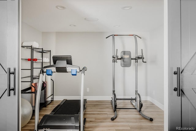 16383 Ute Peak Way, Broomfield, CO 80023 - workout room with light wood-type flooring and recessed lighting