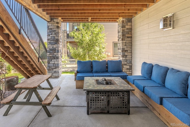 16383 Ute Peak Way, Broomfield, CO 80023 - view of patio with an outdoor living space and stairway