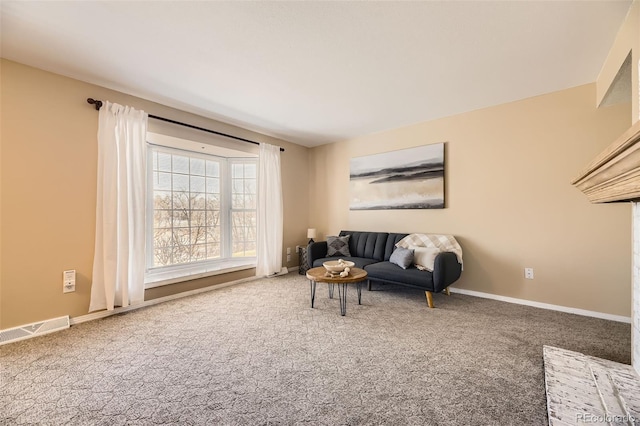 living room with carpet