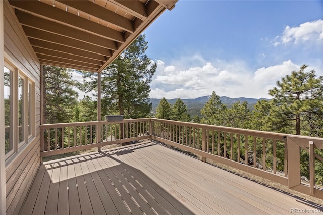 deck featuring a mountain view